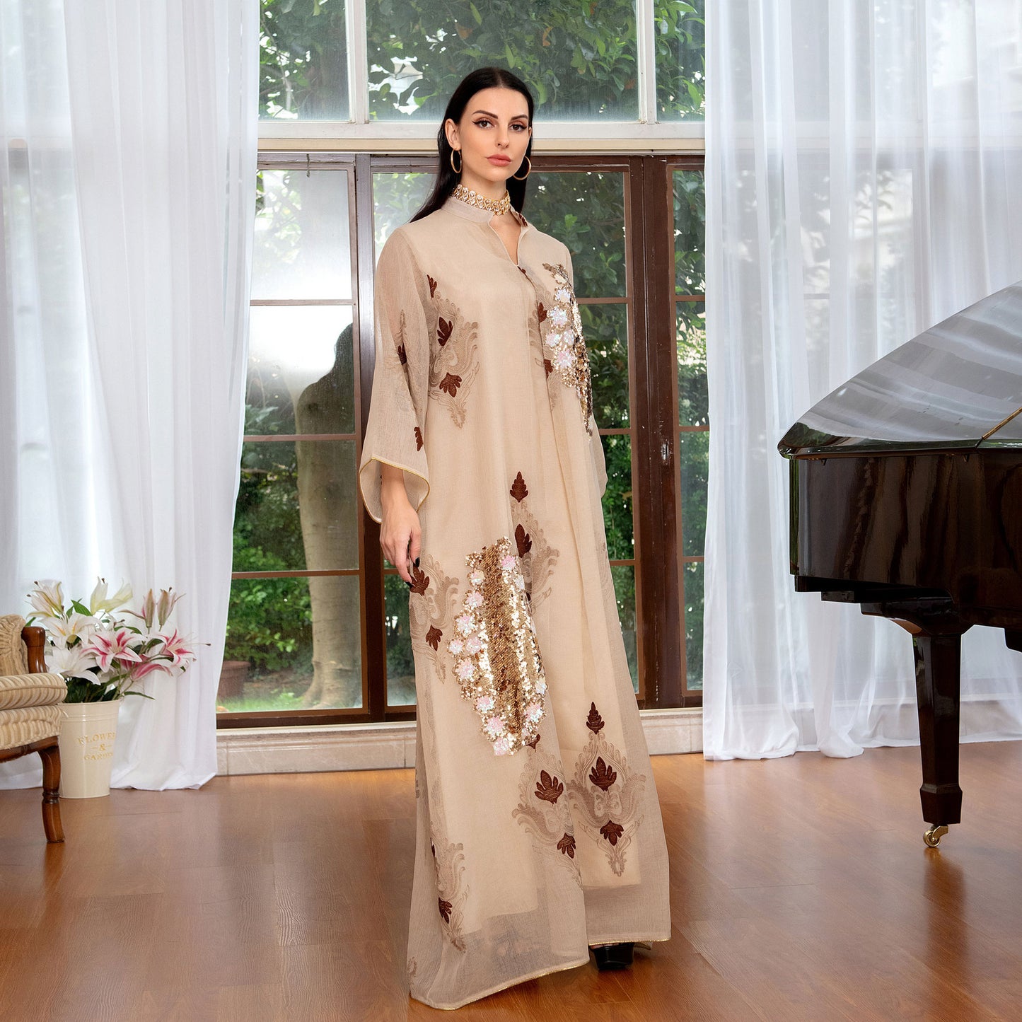 Women's Cool Muslim Dress Sequin Embroider Clothing