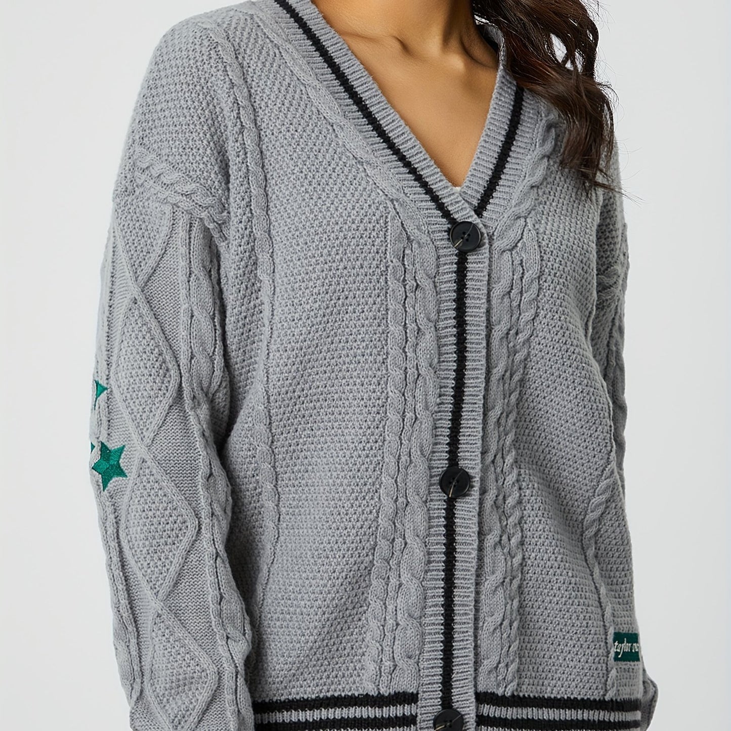 Women's Knitted Embroidered Temperament Loose Casual Outer Sweaters