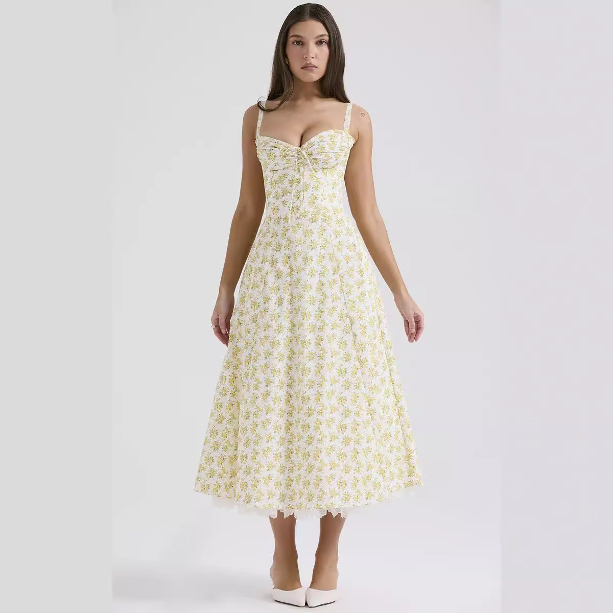 Elegant Floral Series French Summer Strap Dresses
