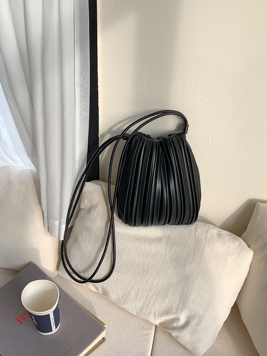 Women's Soft Leather One High-grade Pleated Versatile Phone Bags