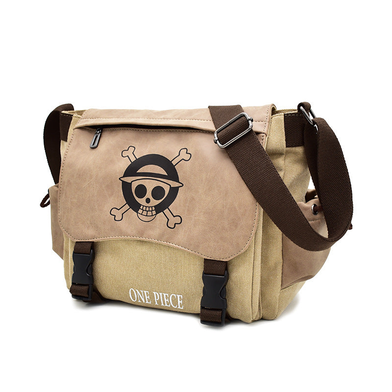 One Piece Male Tuition Green Cartoon Men's Messenger Bags