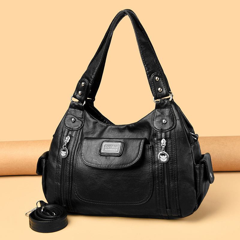 Women's Retro Soft Leather Motorcycle Trendy Quality Handbags
