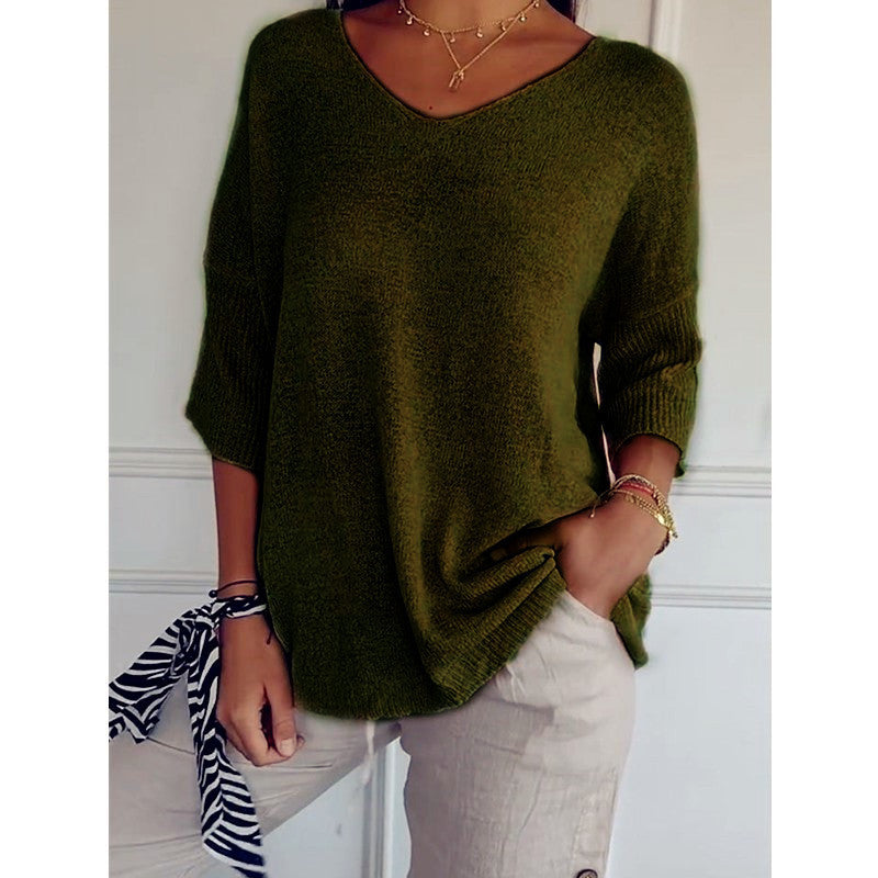 Women's Basic Style Slimming Sleeve Solid Color Sweaters