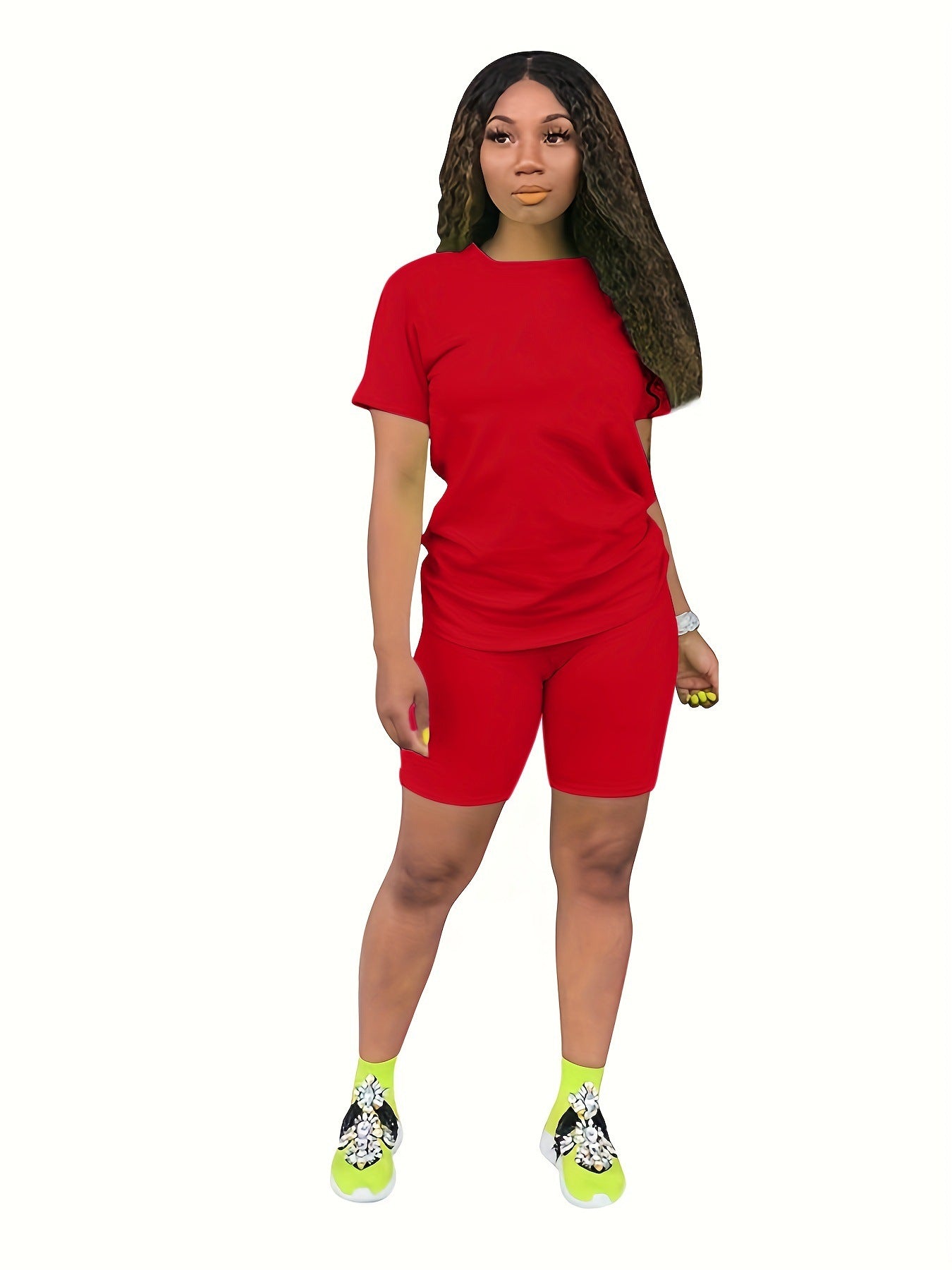 Color Model Solid Sports Casual Two-piece Suits