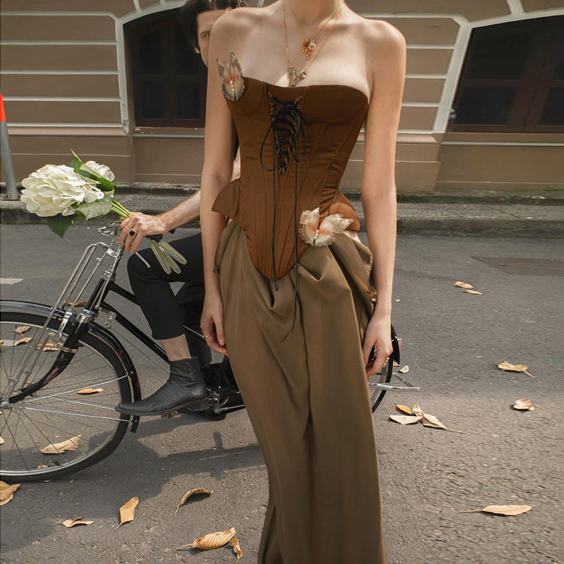 Sexy Waste Soil Style Midriff Outfit Butterfly Dresses