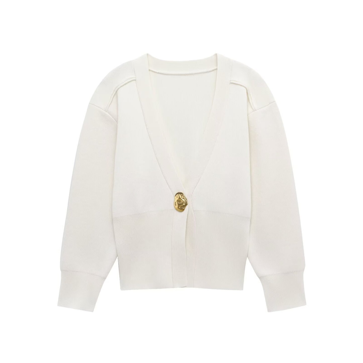 Women's Simple Elegant Metal Button Decoration Knitted Knitwear