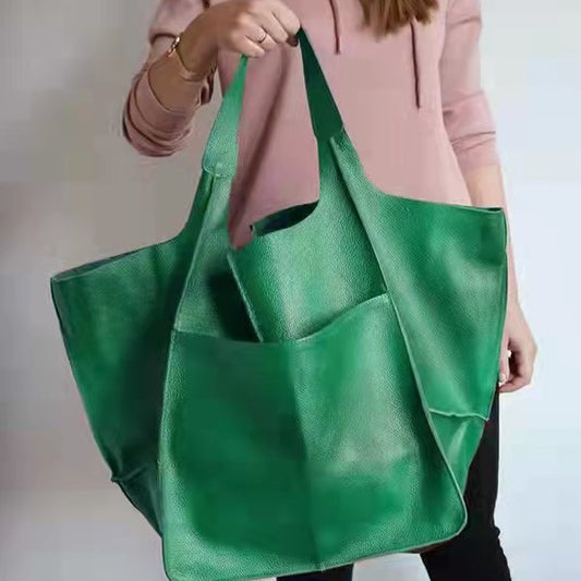 Women's Retro Simple Big Soft Leather Large Shoulder Bags