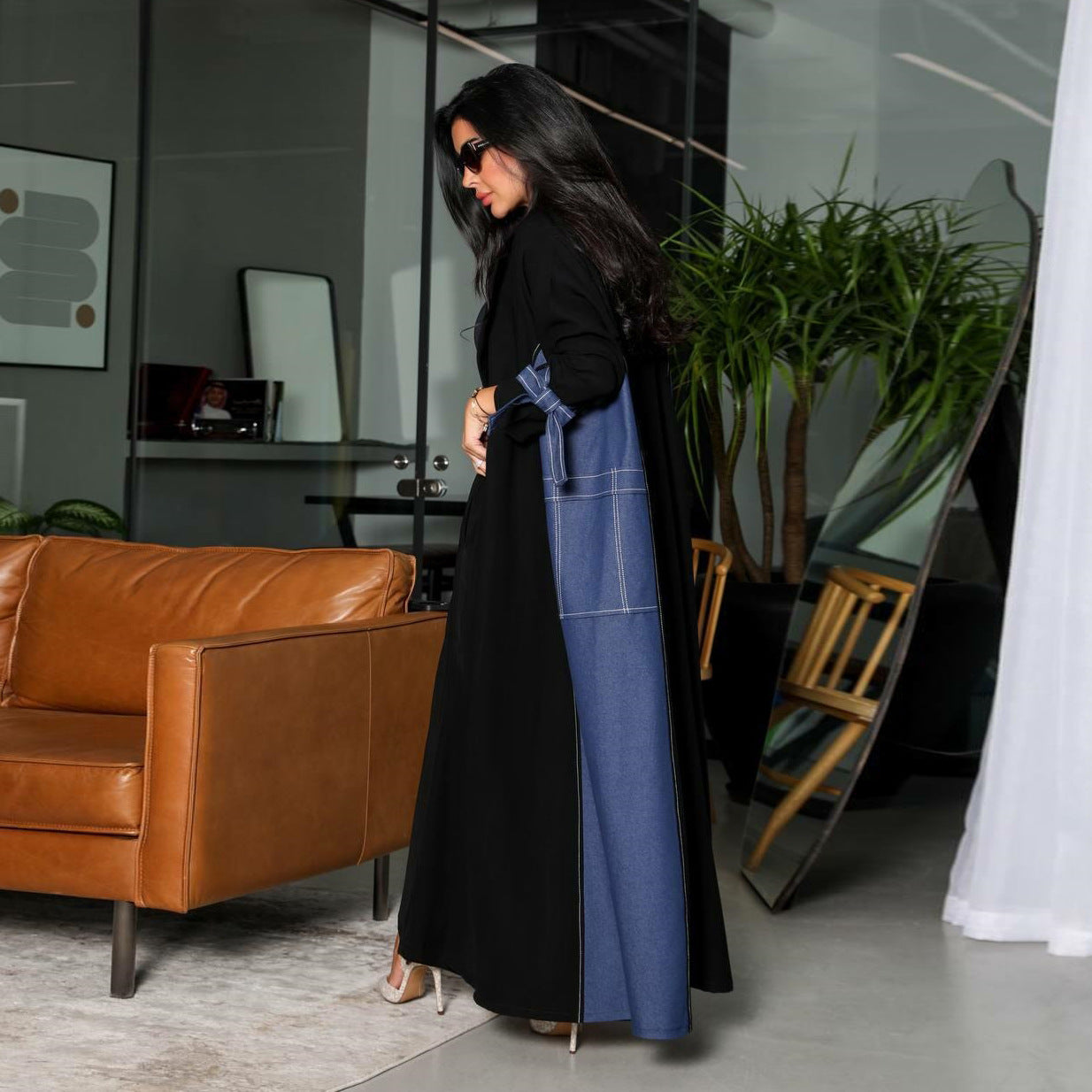 Women's Muslim Fashion Robe Imitation Denim Clothing