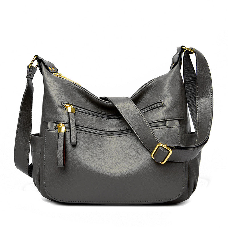Women's Soft Leather Textured Mother-in-law Simple Shoulder Bags