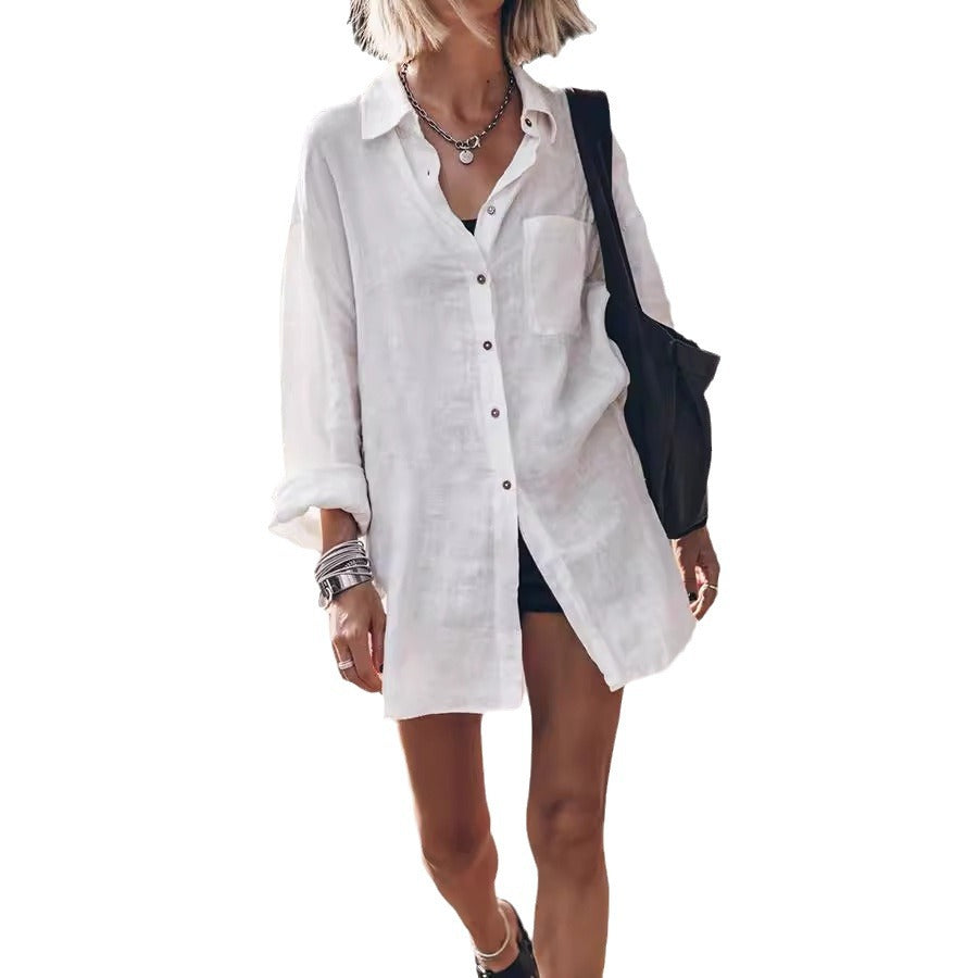 Mid-length Shirt Loose Urban Dress Beach Blouses