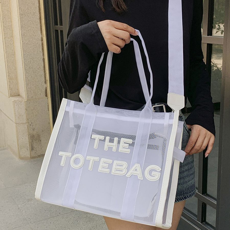 Women's Today Popular Jelly Color Mesh Transparent Bags
