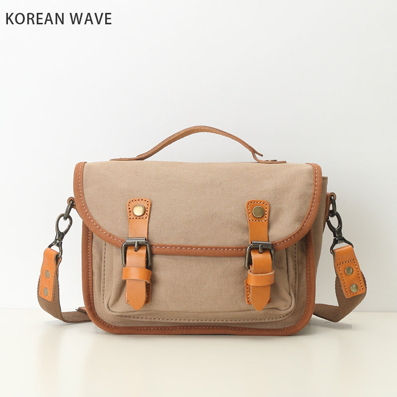 Women's Simple Canvas With Genuine Leather Daily Crossbody Bags