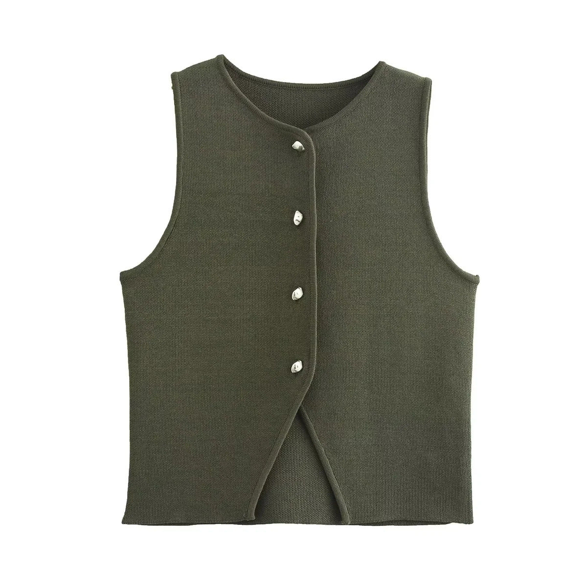 Women's Three-color Round Neck Knitted Sleeveless Vests