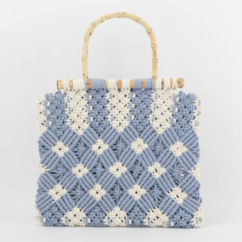 Women's Woven Trendy Mori Style Bamboo Worker Cotton Handbags