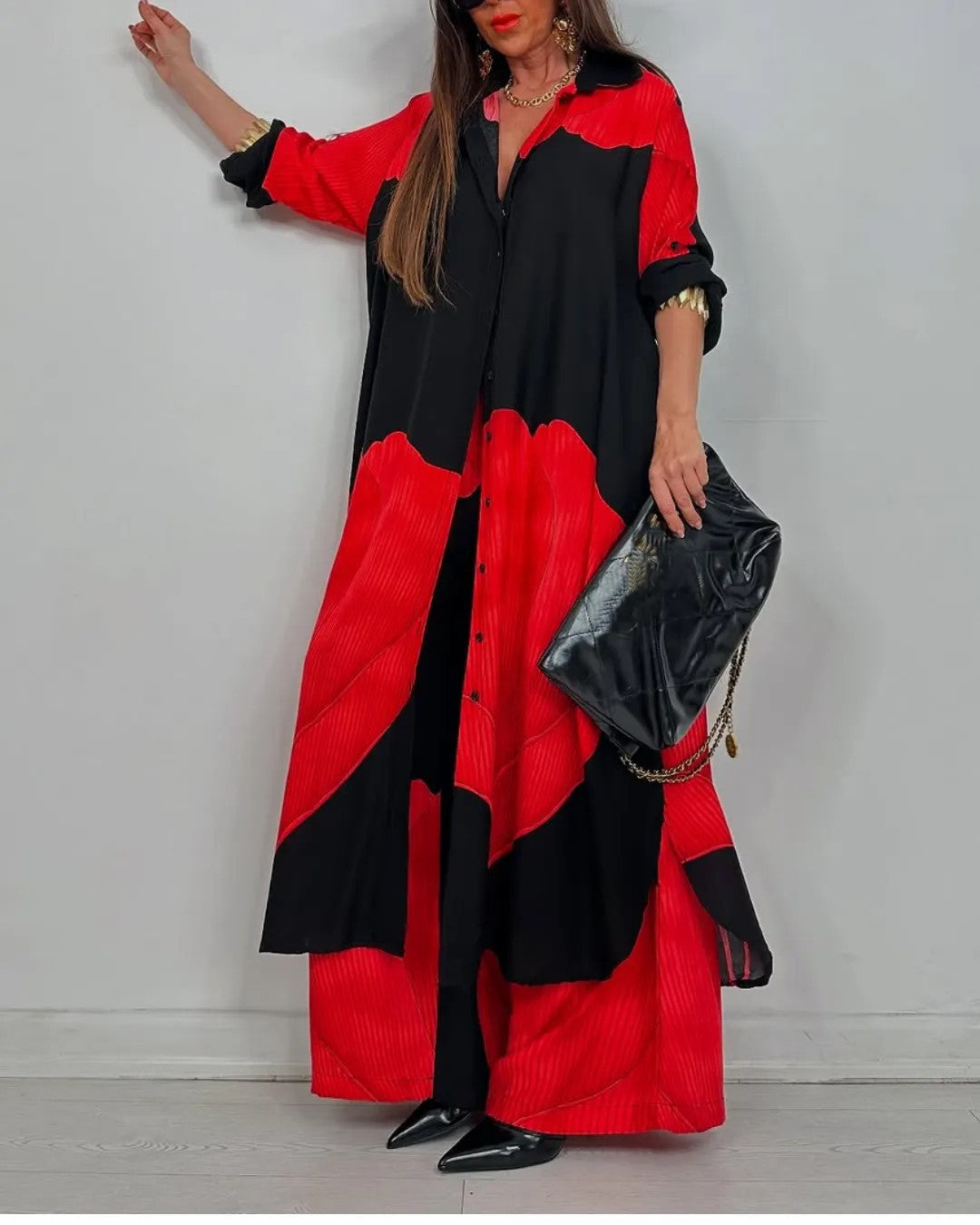 Women's Spring Fashion Casual Multicolor Loose Shirt Suits
