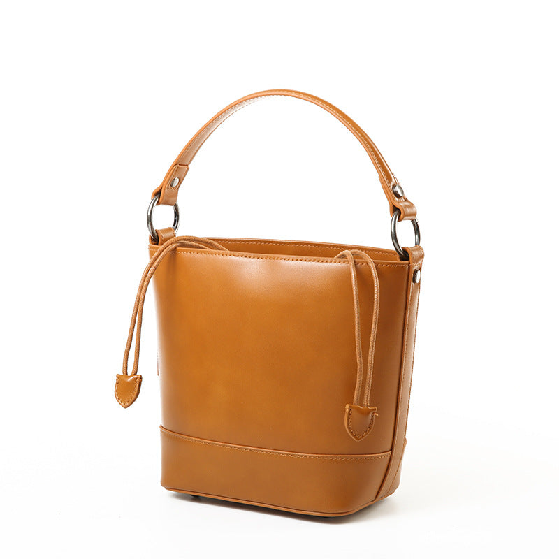Women's Wax Cowhide Portable Fashionable Large Capacity Shoulder Bags