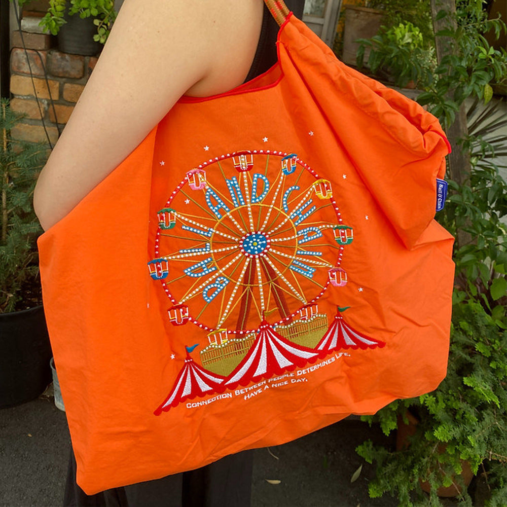 Environmental Protection Embroidery Shopping Nylon Cloth Women's Handbag