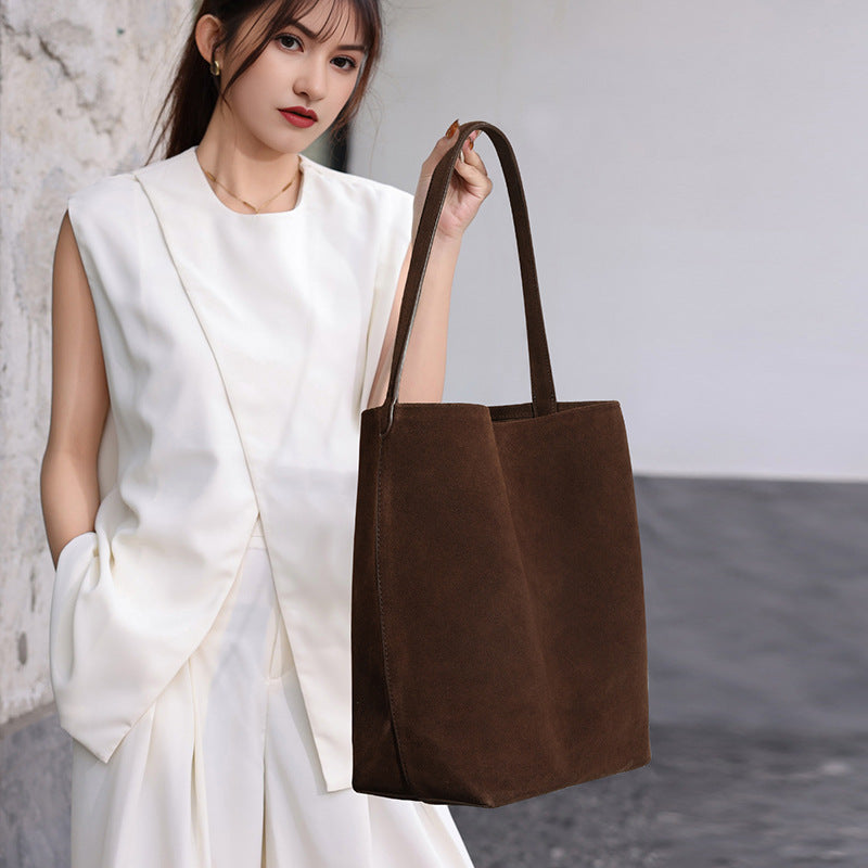 Women's Minority Portable Solid Color Commute Large Bucket Bags