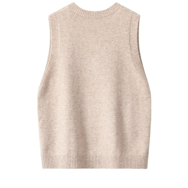 Women's Knitted Spring Autumn Outerwear Solid Color Vests