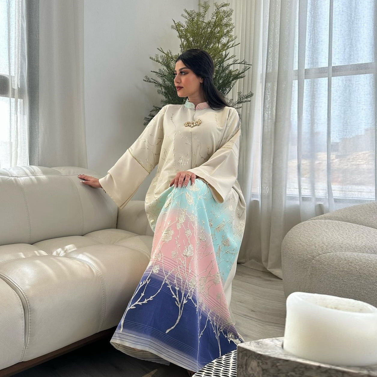 Fashionable High-grade Jacquard Fabric Embroidered Gradient Clothing