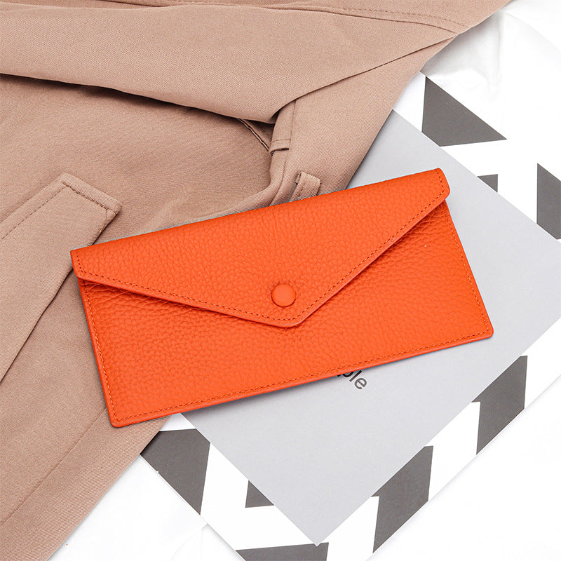 Women's Real Leather Long Large Capacity Pure Card Holder