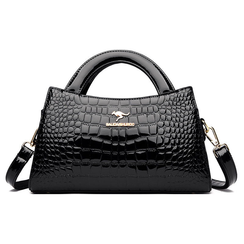 Women's Kangaroo Classic Patent Leather Crocodile Pattern Handbags