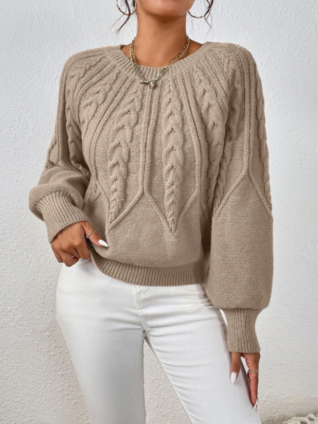 Women's Pullover Round Neck Knitted Long Sleeve Sweaters