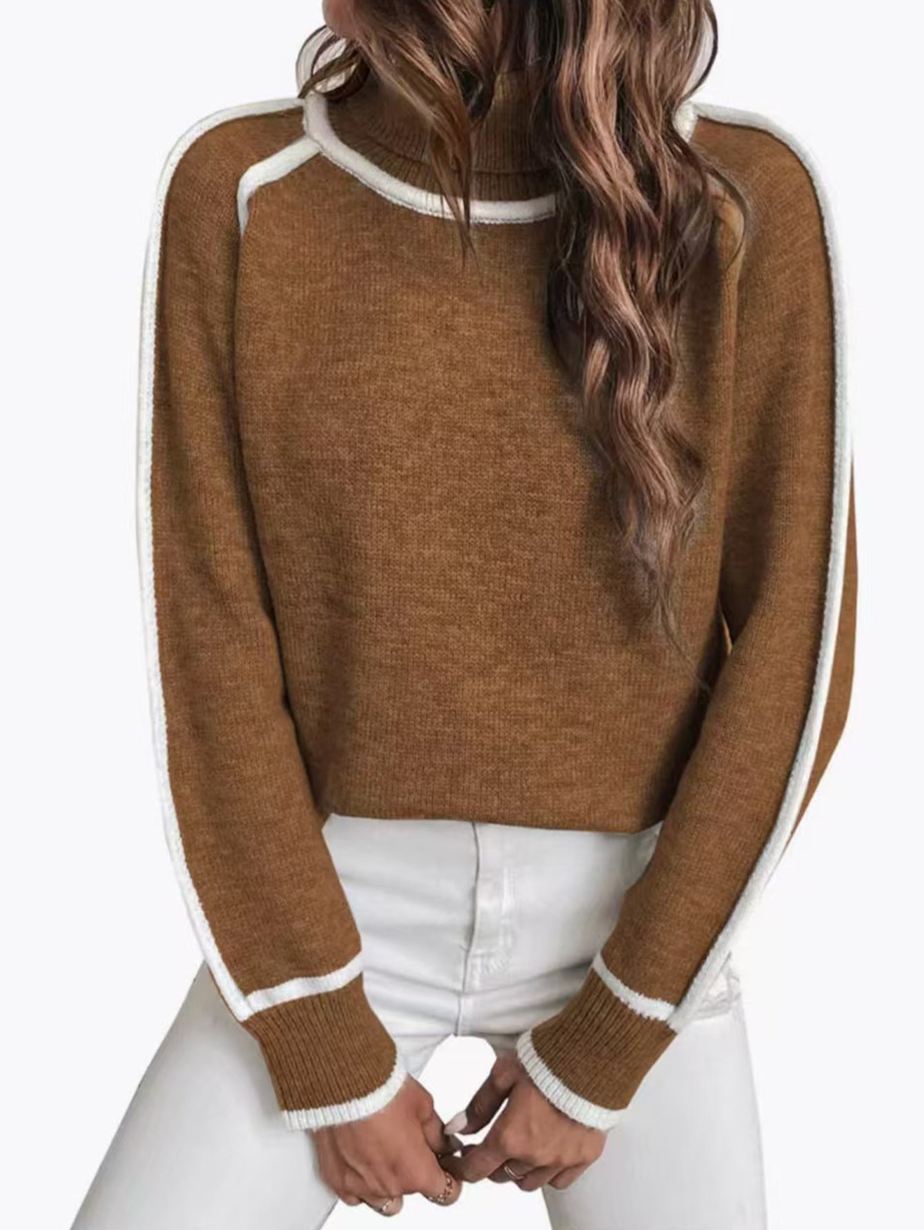 Women's Long-sleeved Pullover Turtleneck Solid Color Loose Sweaters
