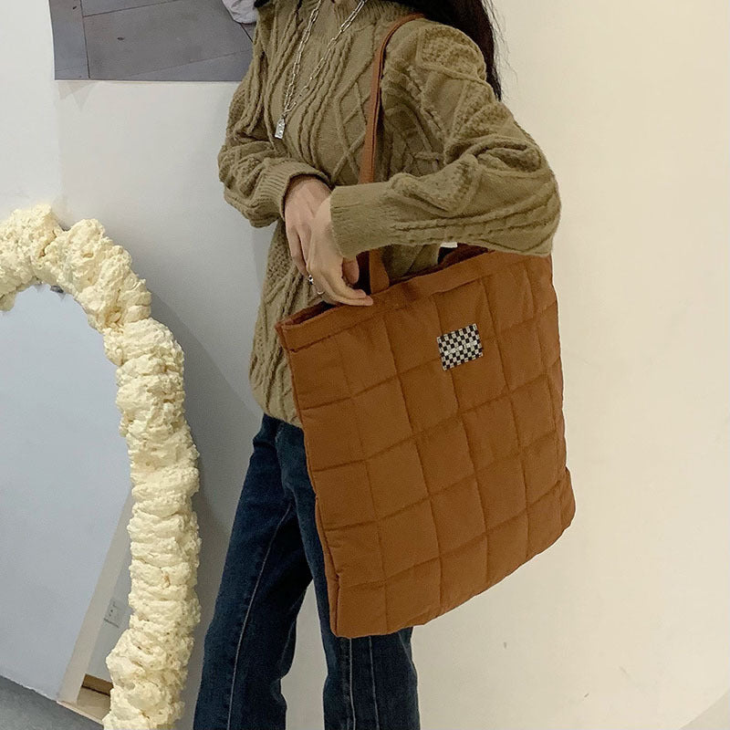 Women's Rhombus Bright Line Bale Of Cotton Shoulder Bags