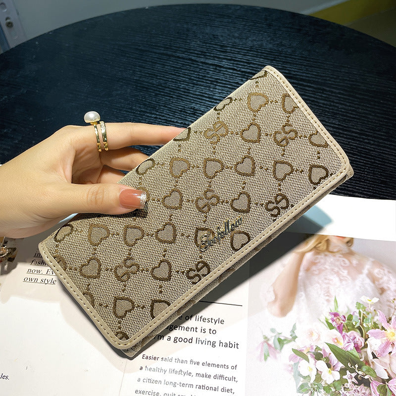 Flange Leather Female Long Genuine Two Fold Fashion Card Holder