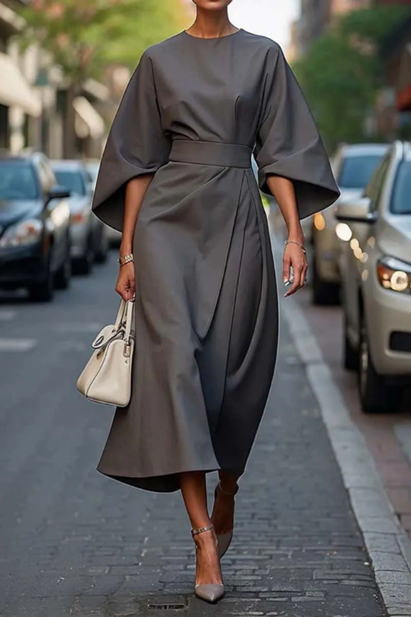 Women's Elegant Solid Color Waist Tight Dress Casual Dresses