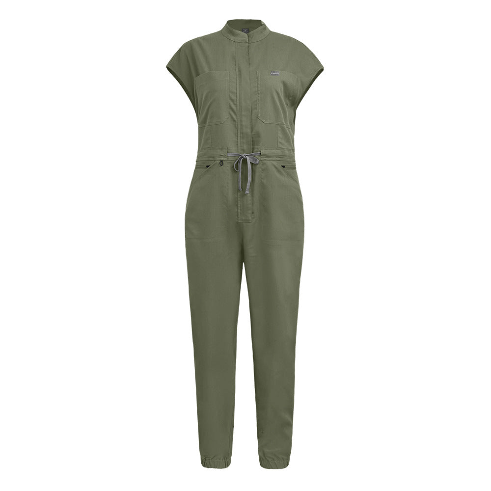 Medical Facial Scrub Stand Collar Flounced Sleeve Uniform