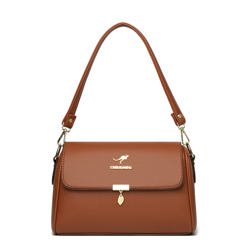 Women's Soft Leather Versatile Korean Mom Large Handbags