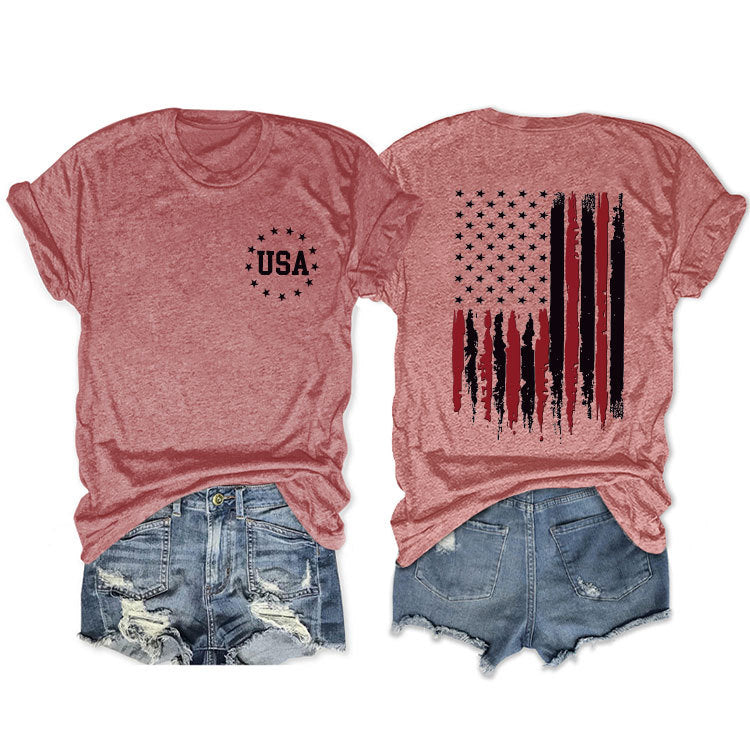 Women's Flag Summer Sleeve Fashion T-shirt Blouses
