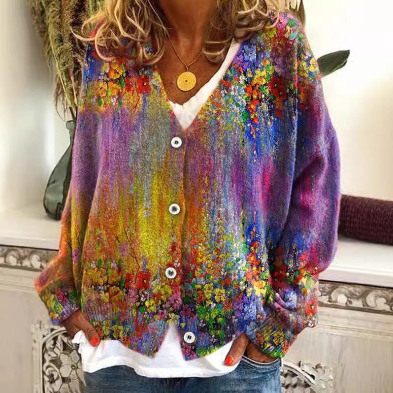 Stylish Christmas Abstract Printing Casual Cloak Sweaters