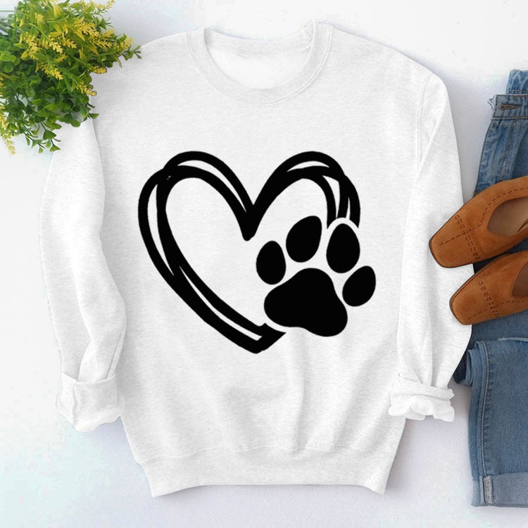 Pullover Round Neck Simple Long Sleeve Printed Sweaters