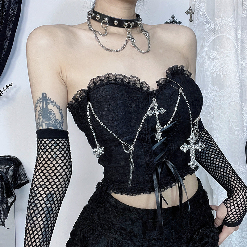 Women's Summer Sexy Hot Dark Style Gothic Cross Vests