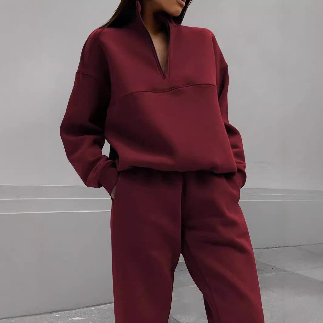 Women's Versatile Casual Fashion Long-sleeved Trousers Two-piece Sweaters
