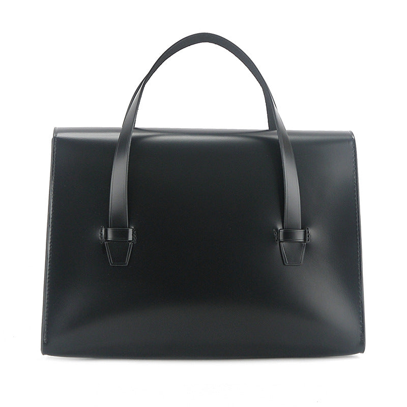 Retro Dark College Style Fashion Top Layer Cowhide Handbags