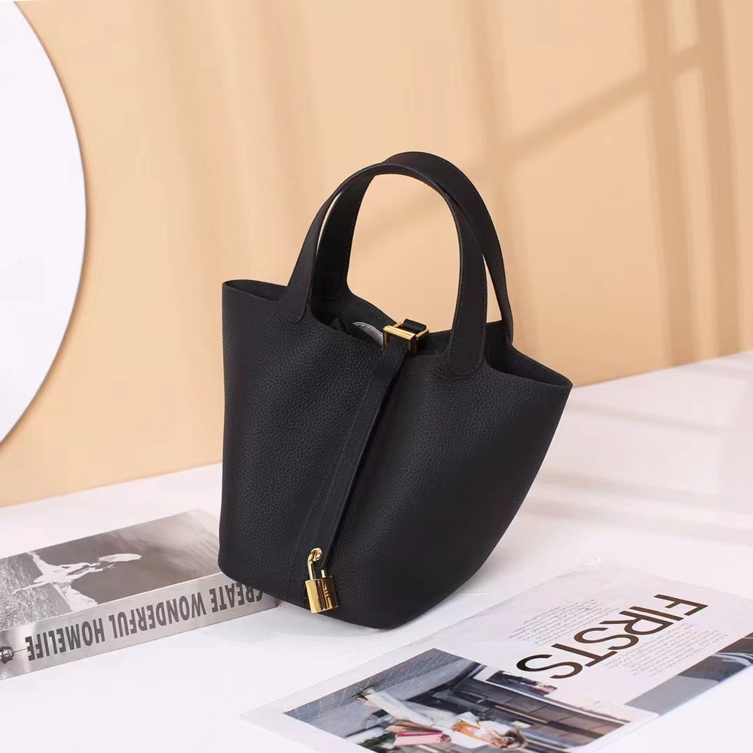 Women's Vegetable Basket Design First Layer Cowhide Large Handbags