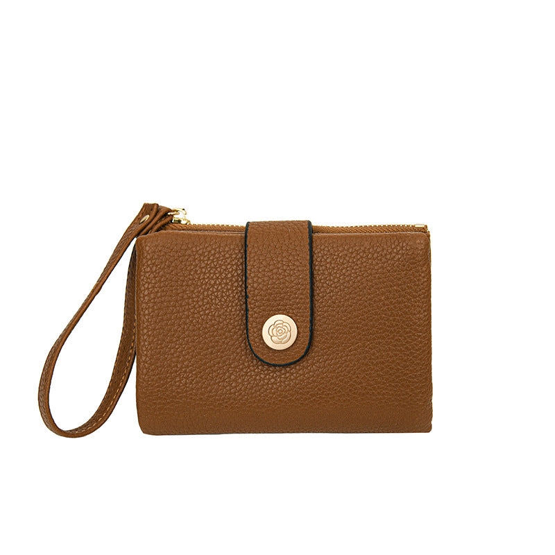 Women's Litchi Pattern Solid Color Thin Short Ladies Wallet