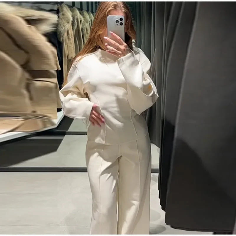 Women's Autumn Fashion Long Sleeve Pleated Wide Suits
