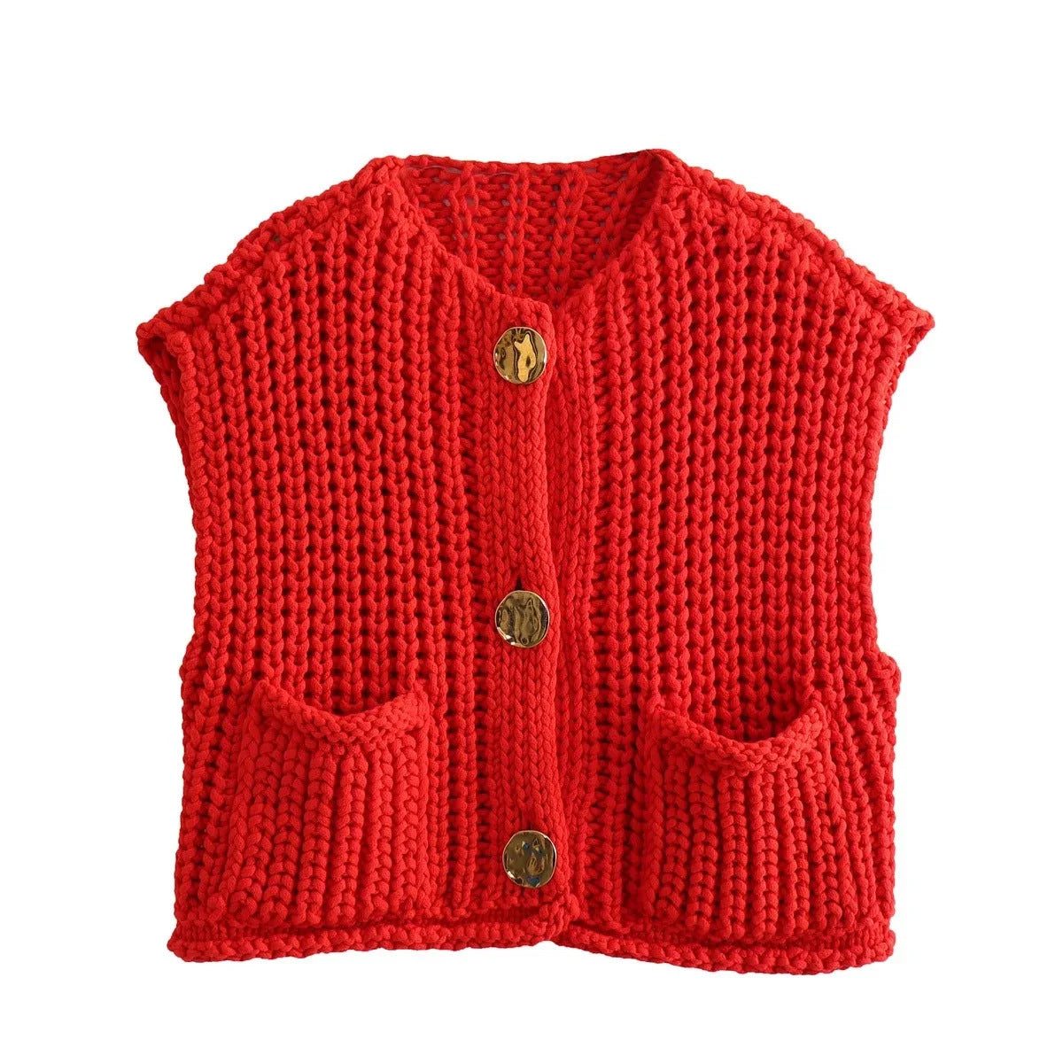Women's Summer Street Fashion Thick Needle Knitted Vests