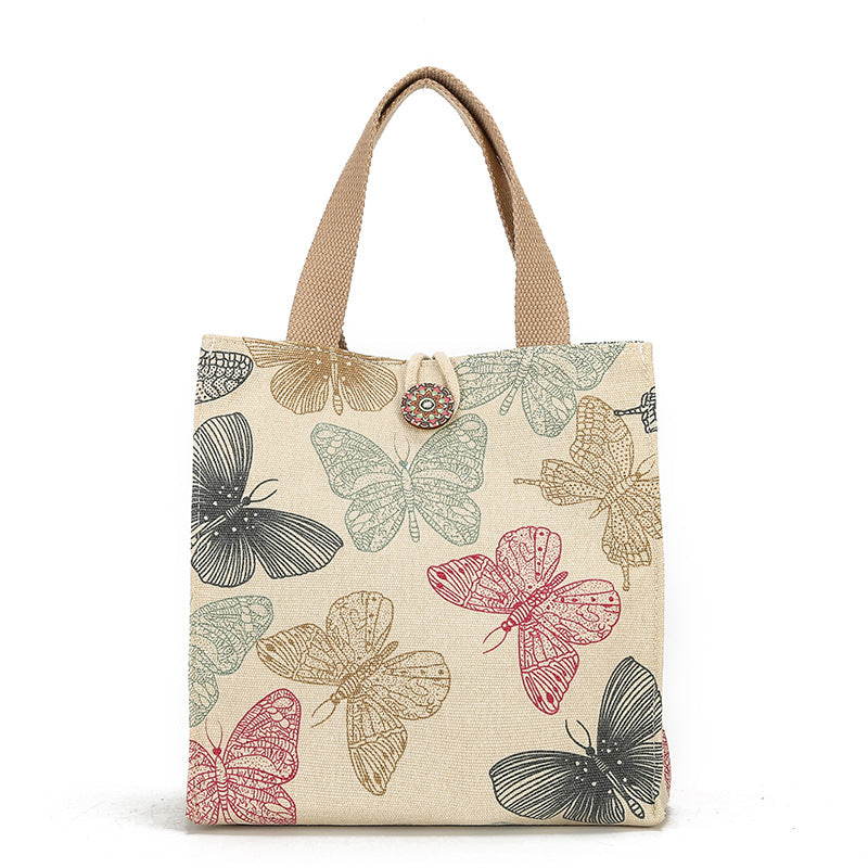 Women's Multifunctional Fashion Pouch Canvas Makeup Storage Lunch Box Portable Women's Handbag