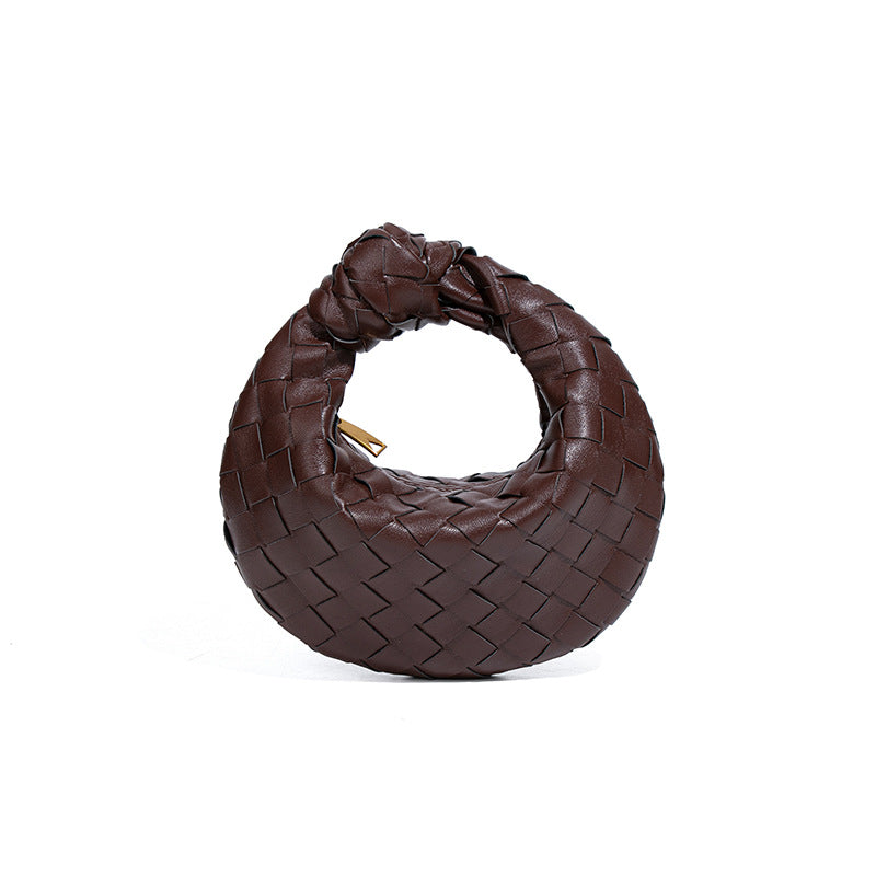 Women's Mini Woven Croissant Knotted Dumpling Convenient Handbags