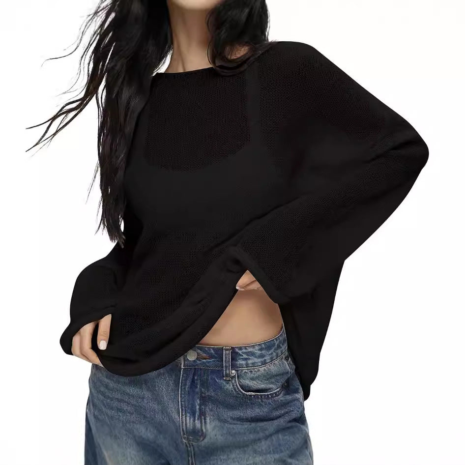 Women's Beach Cover-up Pure Desire Solid Color Sweaters
