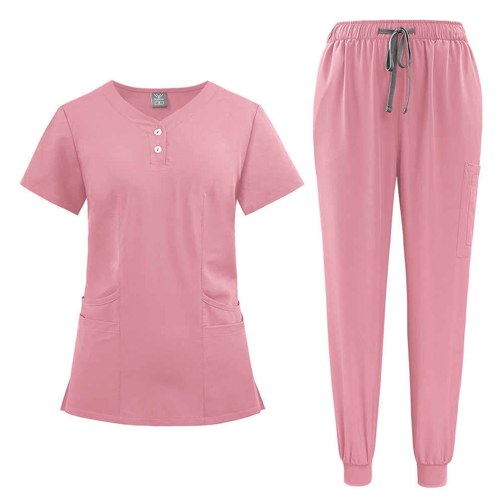 Elastic Button Casual Doctor Nurse Hospital Work Clothes Uniform