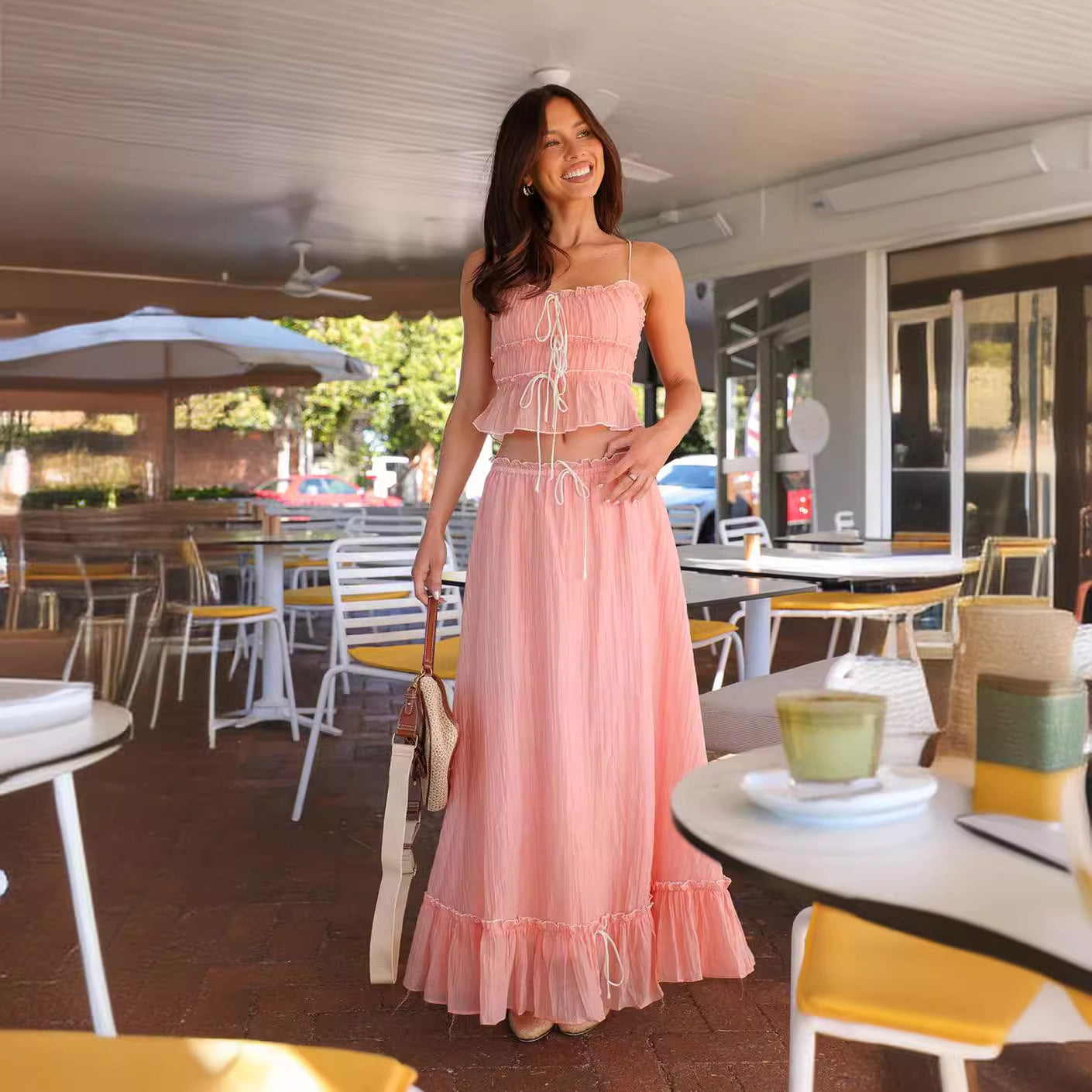 Women's Summer Bow Sweet Pleated Fairy Suits