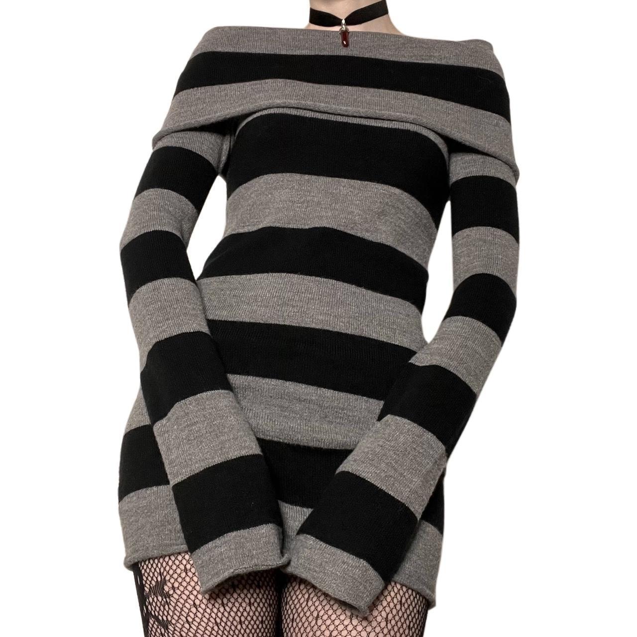 Striped Lapel Slim Fit Long Knitted Sweaters