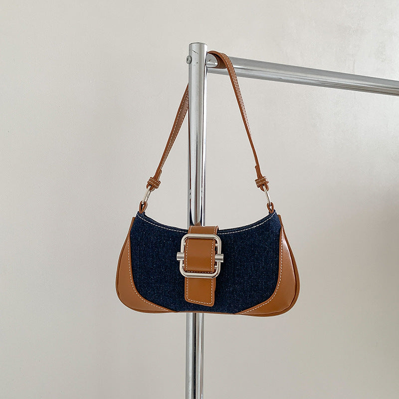 Retro High-grade Stitching Baguette Niche Summer Contrast Color Shoulder Bags